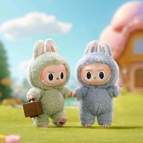popmartlabubu礼物拉布布搪胶娃娃衣公仔钥匙扣潮玩盲盒